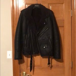 Shearling lamb skin biker jacket